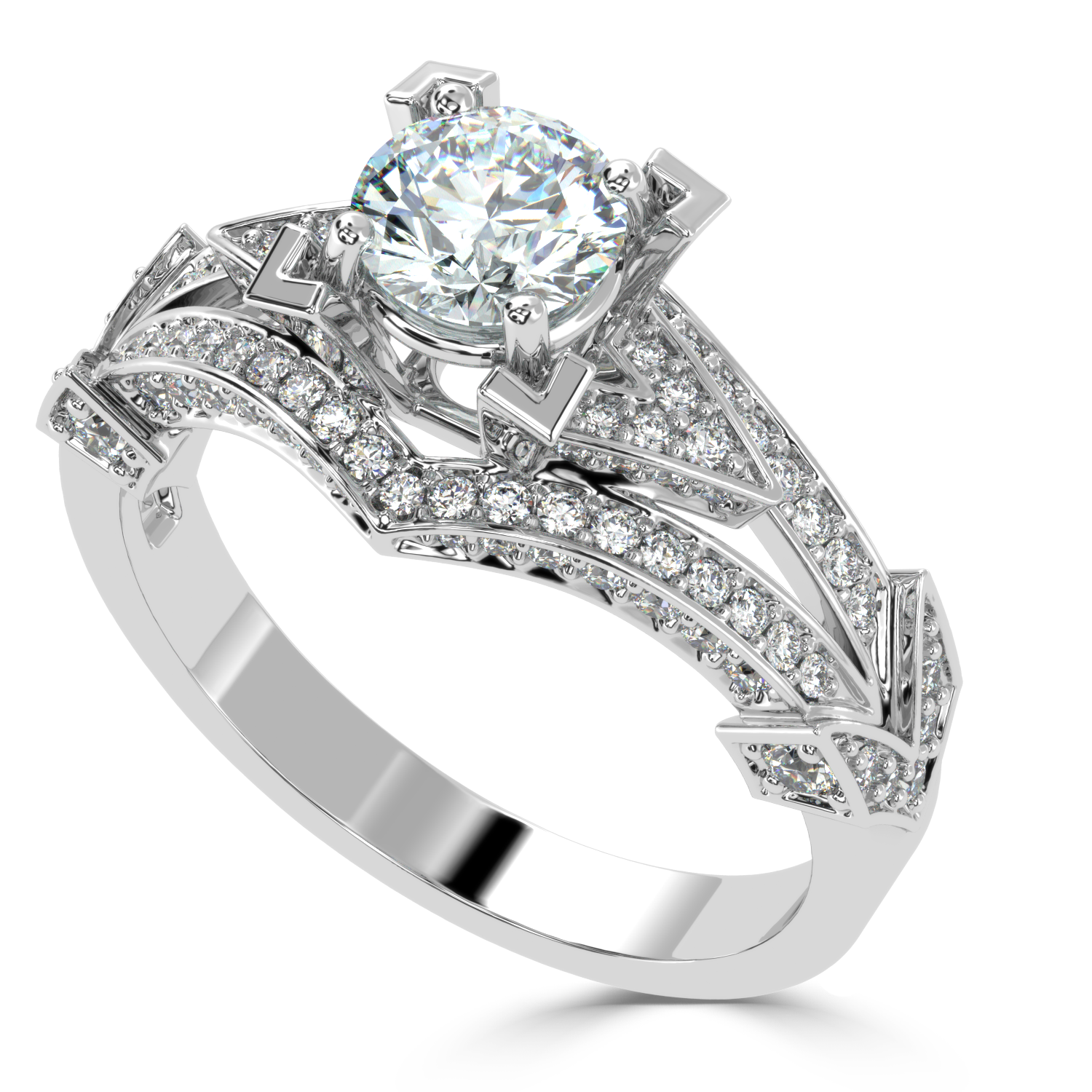 Buy 1.43Ct Pave Natural Diamond Ring | SolitaireKart